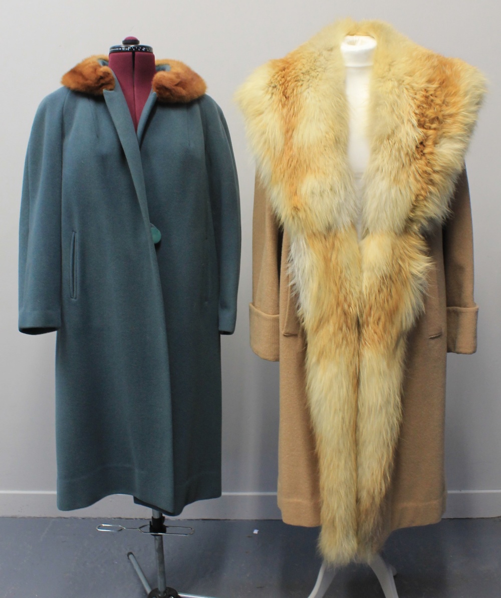 Vintage coats (30's-60's) to include: a black wool crepe coat with astrakhan collar and glass - Image 2 of 6