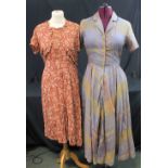 Collection of 60's-80's vintage dresses to include: brown and white paisley pattern dress,