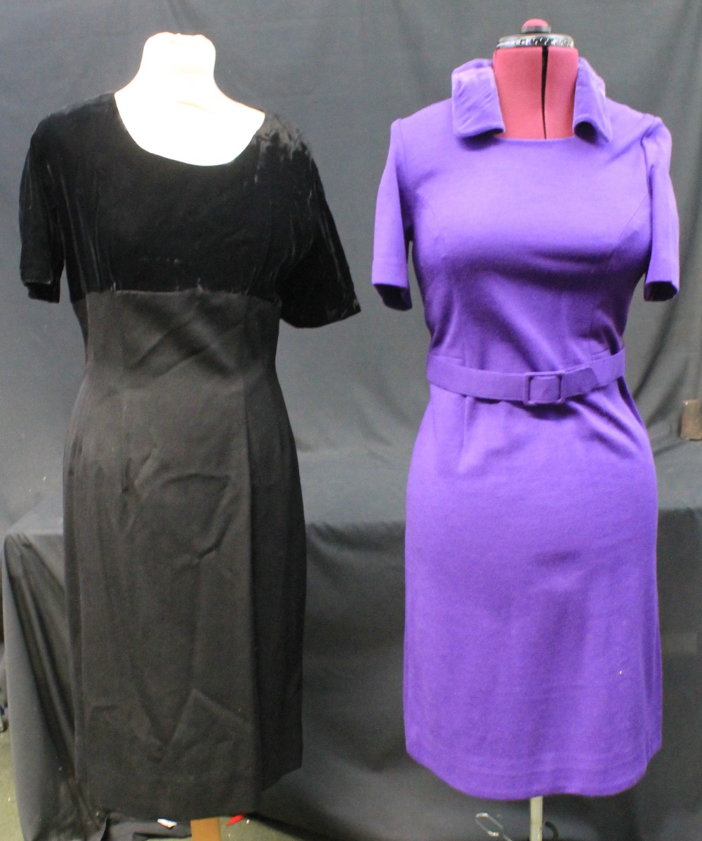 Collection of 60's - 70's vintage clothing to include: Elanjay model black empire line dress with - Image 3 of 8