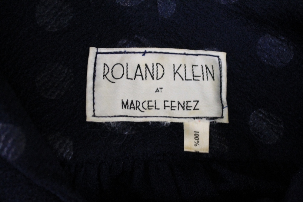 A spotty dark blue 1970's Roland Klein at Marcel Ferez dress with buttons at front and matching - Image 3 of 4