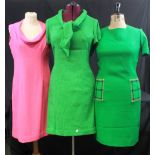 Six vintage 60's/70's woollen shift dresses to include: grey check 3/4 sleeve Montego Bay (16)