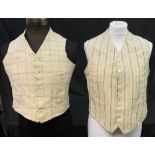 Collection of early 20th Century gentleman's clothing to include: two black fine wool waistcoats