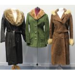 A collection of vintage clothing (60's-70's) to include: a brown cord coat with faux fur collar and