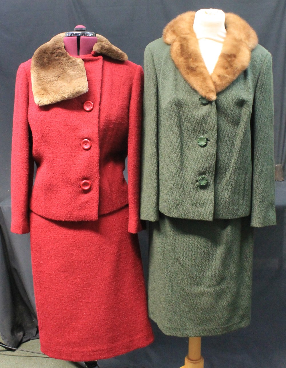 Collection of 40's - 60's vintage clothing to include: a green Golden Crest Couture wool skirt suit