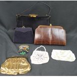 Collection of vintage bags to include: three beaded 20's/30's purses: one multicolour small purse