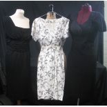 Six 1950's - 60's vintage black and white dresses to include: a white and a black vintage 50's
