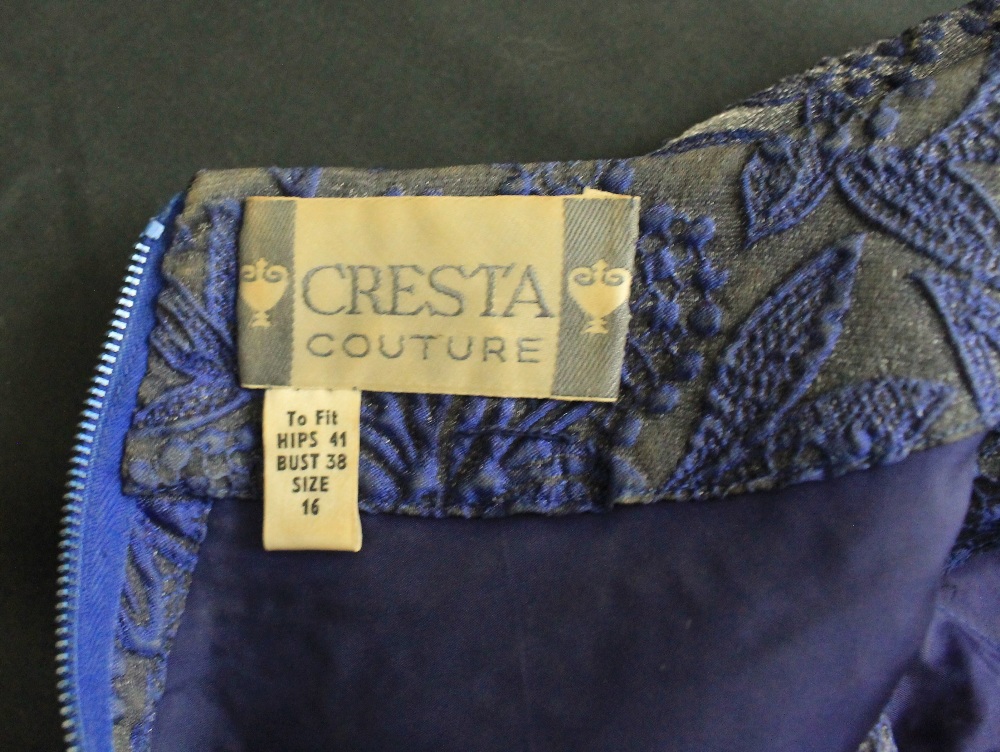 Sparkly blue patterned Cresta Couture 60's knee length dress, - Image 7 of 7