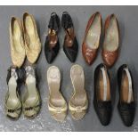 Collection of vintage high heel shoes to include: a pair of lace heels by Cameo Room,