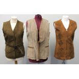 Vintage suede items to include: a grey suede waistcoat with leather trim,