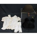 Vintage early 20th Century clothing and accessories to include: cream lace top with centre ruffle