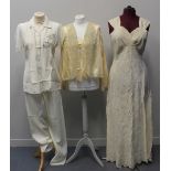 Vintage clothing, mainly nightwear to include: a cream silk and lace dressing gown,