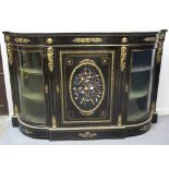 VICTORIAN EBONISED BREAK FRONT CREDENZA, overall with gilt metal,