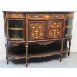 LATE VICTORIAN INLAID MAHOGANY BREAK FRONT CHIFFONIER, lacking its original back,