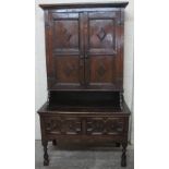 17TH CENTURY STYLE CUPBOARD BACKED OAK DRESSER,