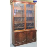 19TH CENTURY MAHOGANY GLAZED STRAIGHT FRONTED, LIBRARY BOOKCASE,