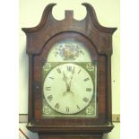 EARLY 19TH CENTURY OAK AND MAHOGANY THIRTY HOUR LONG CASE CLOCK,