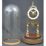 19TH CENTURY BRASS CATHEDRAL STEEPLE DESIGN SKELETON CLOCK,