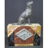 ART DECO DESIGN COLOURED MARBLE, RECTANGULAR SHAPED MANTEL CLOCK,