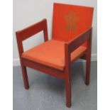 1969 HRH PRINCE OF WALES RED INVESTITURE ELBOW CHAIR,