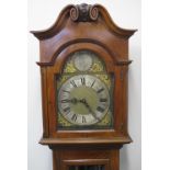 EARLY 20TH CENTURY MAHOGANY THREE TRAIN LONG CASE CLOCK,