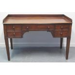 19TH CENTURY MAHOGANY, TRAY TOPPED, KNEEHOLE DESK or dressing table,