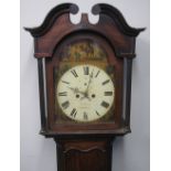 EARLY 19TH CENTURY WELSH OAK LONG CASE CLOCK marked: Thomas Evans, Aberdare,