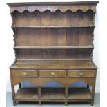 19TH CENTURY OAK TWO STAGE POTBOARD DRESSER,