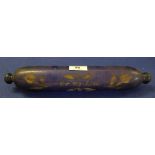 Victorian decorative blue glass rolling pin decorated with flowers and the text 'For my love'. (B.P.