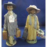 Pair of Lladro porcelain figures of children, possibly depicting War time refugees.