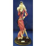 Italian ceramic study of an Art Deco woman with fox stole marked "Centini Italy".