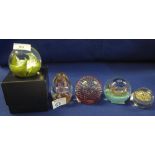A group of Scottish and other glass paperweights, various. (5) (B.P. 24% incl.
