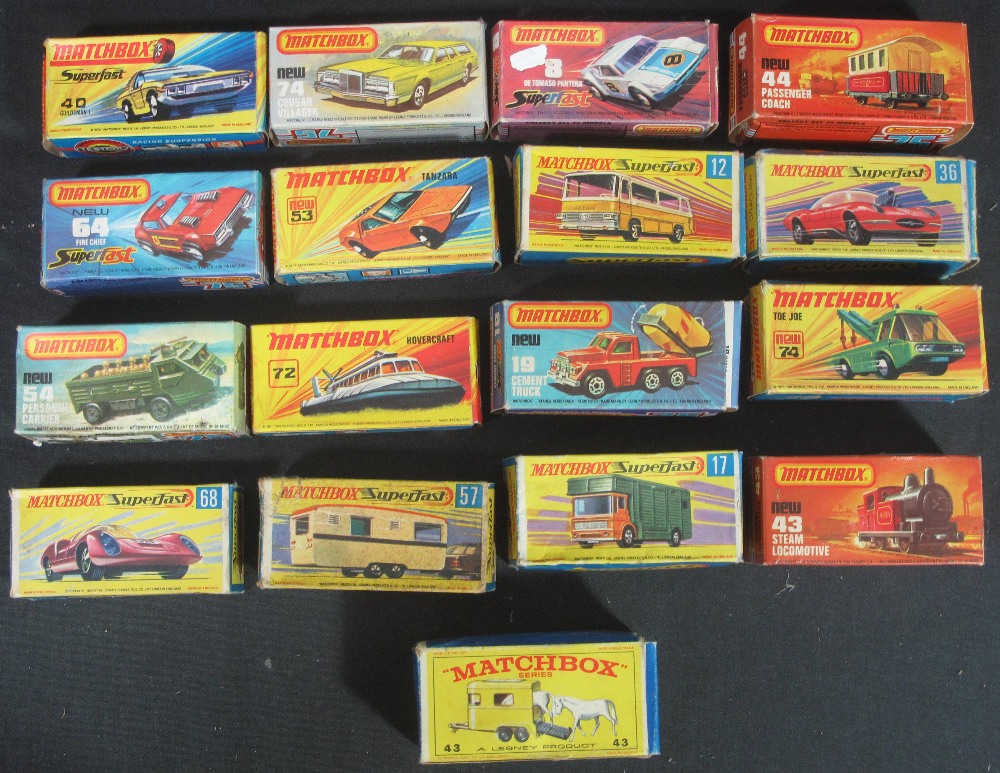 Collection of Matchbox series and Matchbox superfast diecast model vehicles all in original boxes