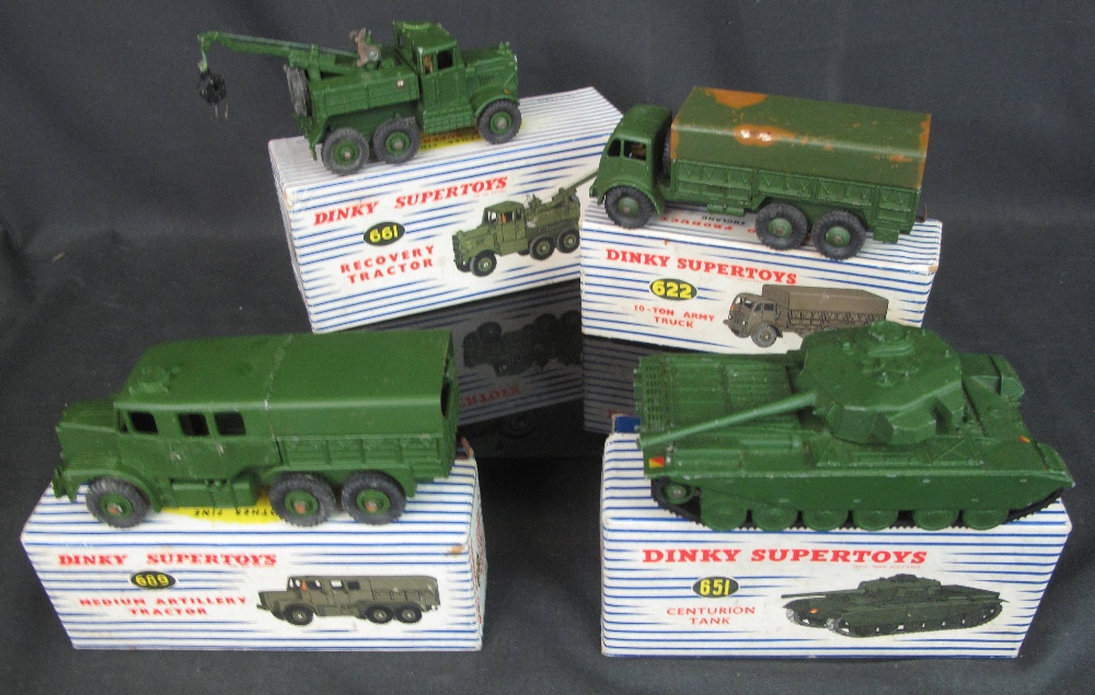 Four vintage Dinky Supertoys, military d