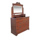 A French style c19th century mahogany commode with dressing table top, three long drawers under