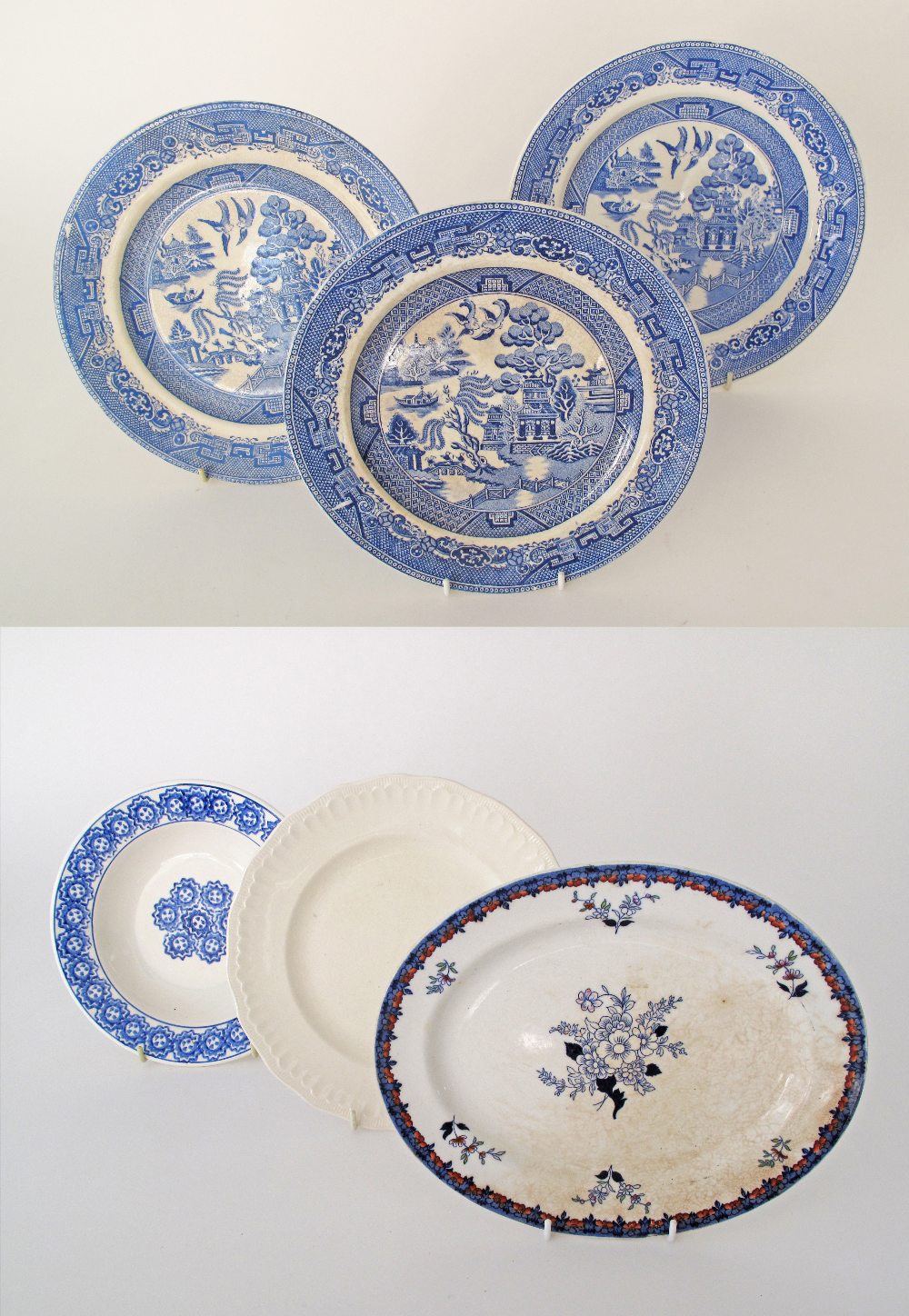 Six English & Italian ceramic dishes c19th century. (6)