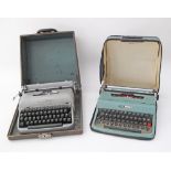 Two vintage typewriters W32cm each (Remington and Olivetti) in their original cases. (2)