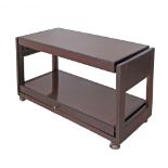 A foldable trolley / easy tea table in stained beech and formica top. H55cm, 88X38cm, open top