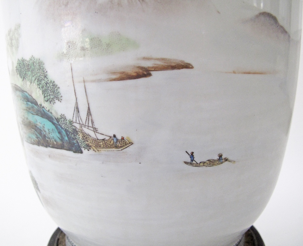 A large Chinese famille verte porcelain vase, Republic period, early 20th century of gently tapering - Image 8 of 11