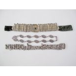 A collection of Ottoman silver comprising a chain bracelet L27cm, one filigree necklace L44cm and