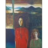 John Corbidge (England 1935 - Cyprus 2003) Mother and daughter, oil on canvas, signed and dated