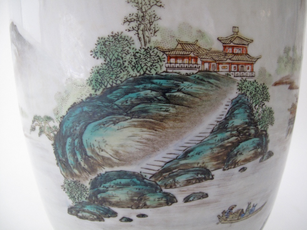 A large Chinese famille verte porcelain vase, Republic period, early 20th century of gently tapering - Image 10 of 12