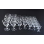 A collection of vintage hand made full crystal table glass, hand cut lead crystal - Fan and