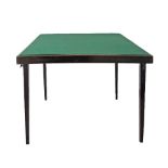 An English vintage mid 20th century H67cm, square 76X76cm foldable cards table, on mahogany square