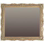 A gesso and gilt rectangular mirror c19th century. H78cm, W92cm. Damages.