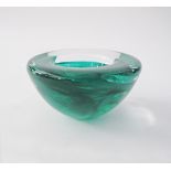 Kosta Boda - A cloudy green patern in thick heavy glass bowl “Atoll hurricane ” design Anna