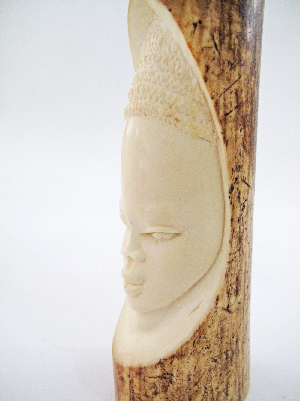 A carved African ivory tusk. - Image 3 of 5