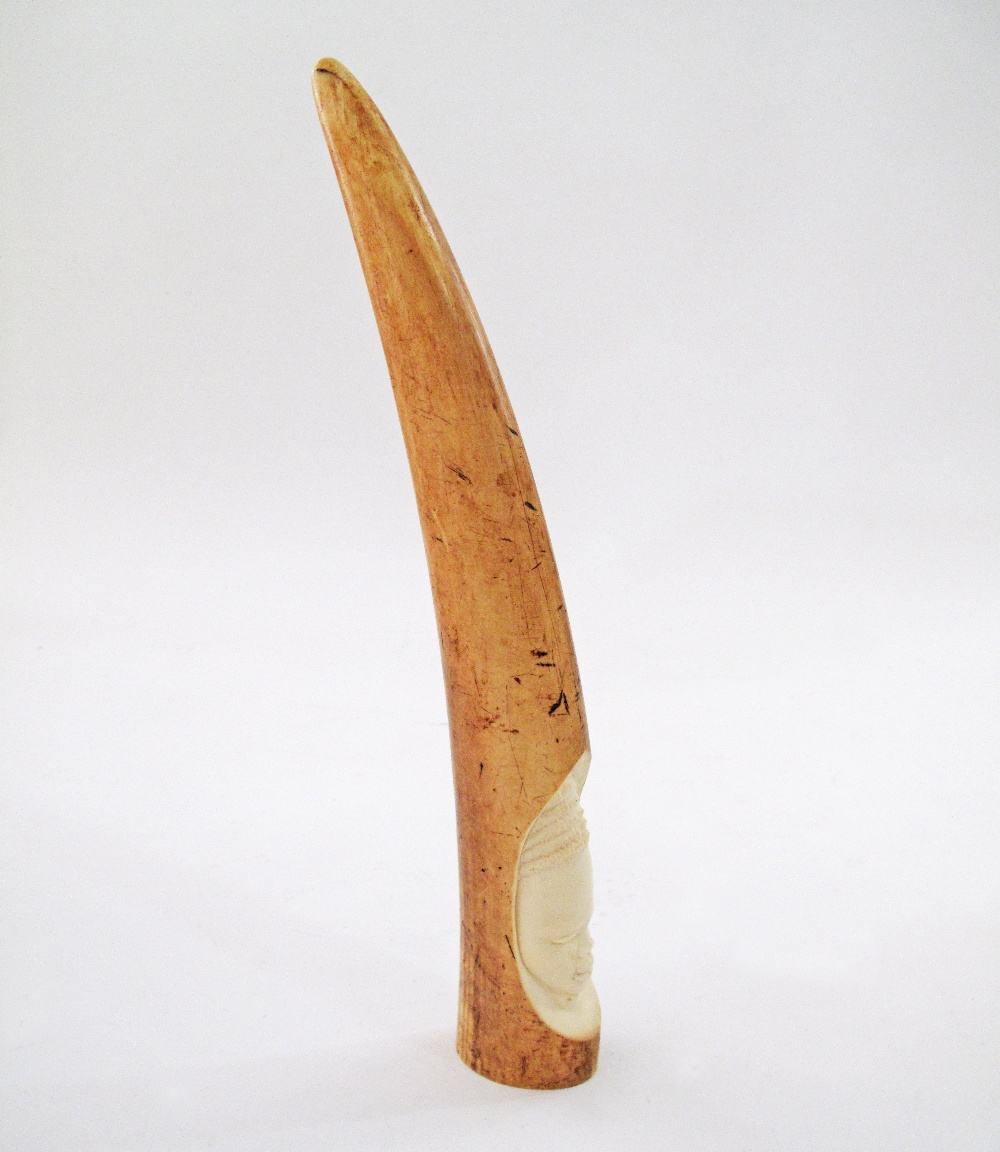 A carved African ivory tusk. - Image 5 of 5