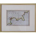 ROUX Joseph. Copper engraved map of Larnaca –Ay. Napa-Famagusta, Cyprus, circa 1764, 13X20cm.