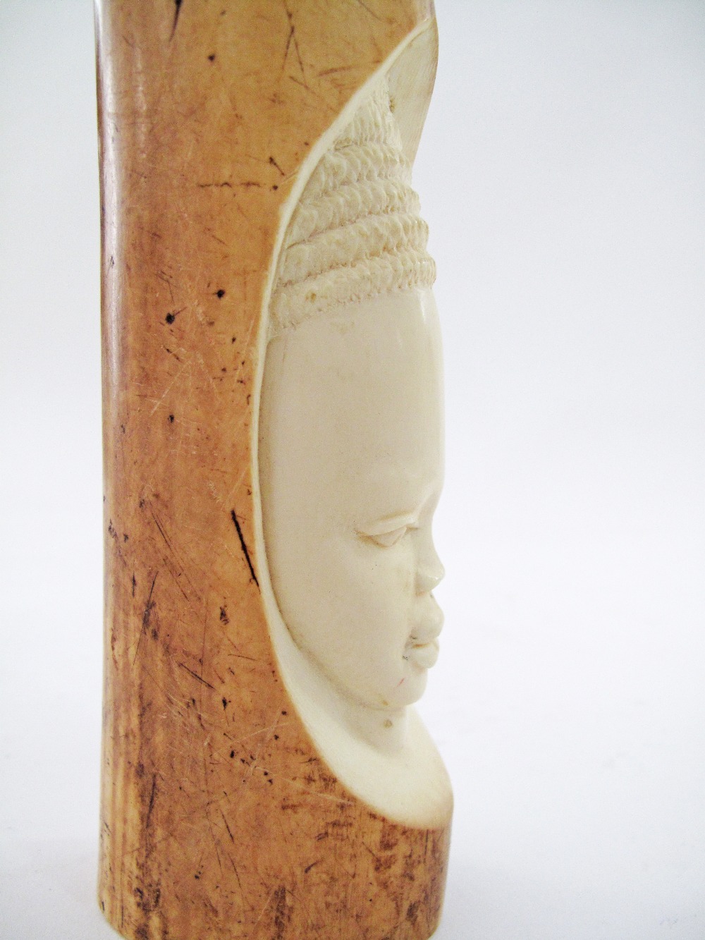 A carved African ivory tusk. - Image 2 of 5