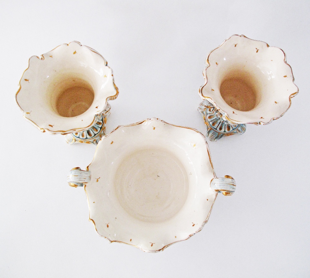 A garniture of three vintage Italian Capodimonte porcelain vessels marked pattern 1366 / 27 and - Image 4 of 11